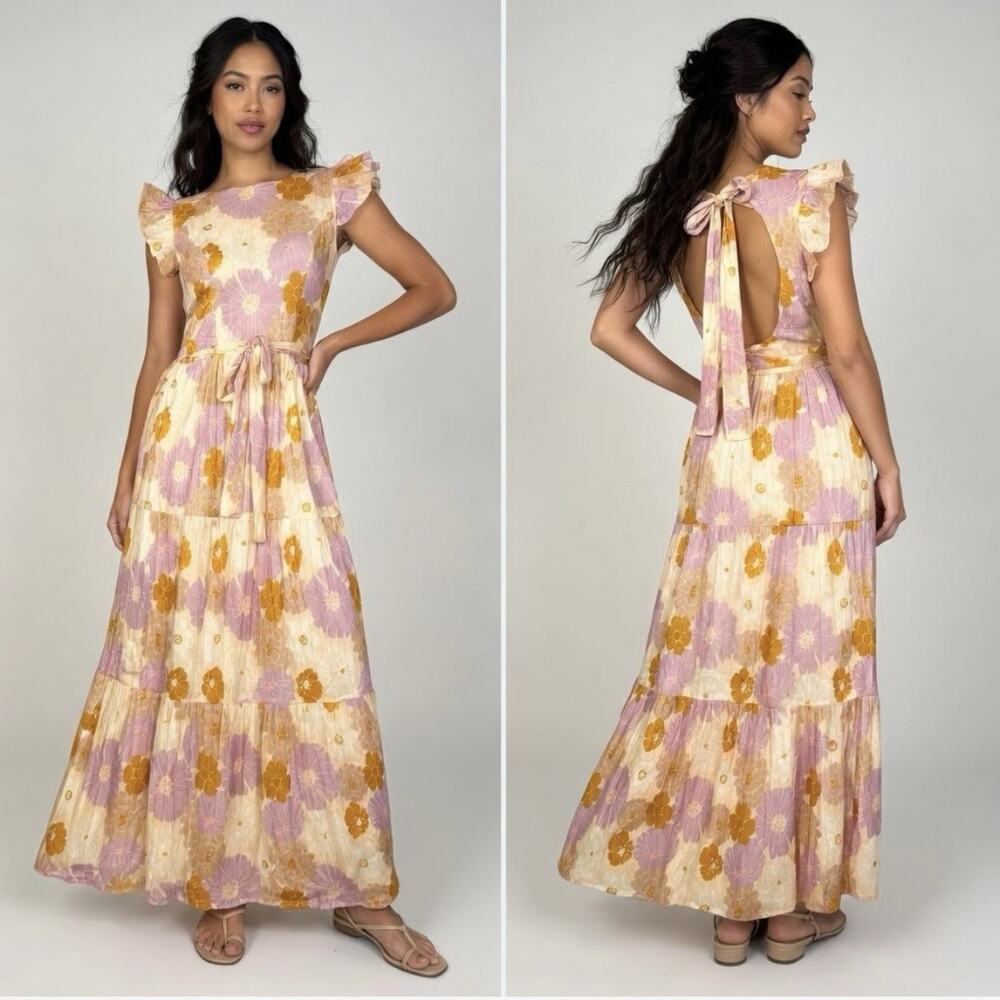 Carolina K Mila Tiered maxi Dress Size XS Floral Cottage Core Feminine prairie